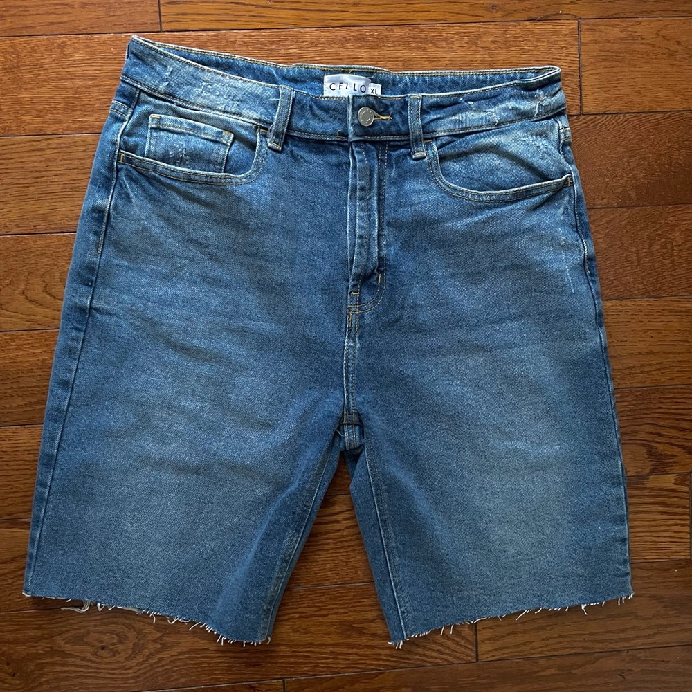 High Waist Denim Bermuda Shorts
